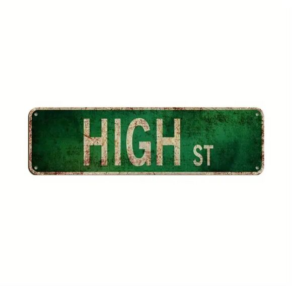 New! Metal Tin Sign (4''x16") HIGH STREET Hippies are Happier! - Picture 1 of 4